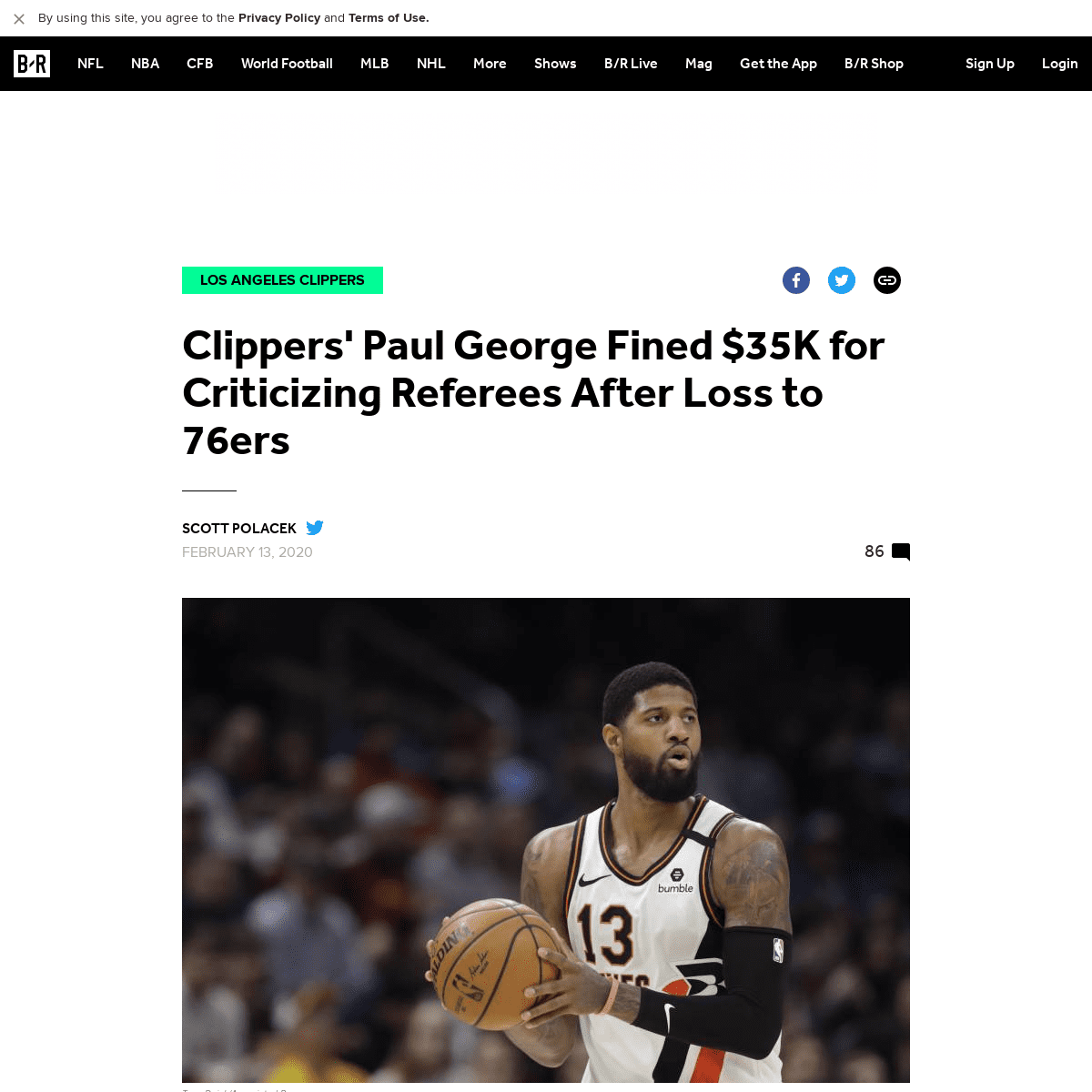 A complete backup of bleacherreport.com/articles/2876176-clippers-paul-george-fined-35k-for-criticizing-referees-after-loss-to-7