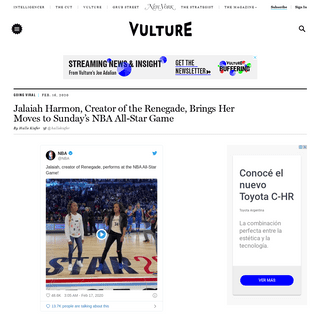 A complete backup of www.vulture.com/2020/02/renegade-creator-jalaiah-harmon-dances-at-nba-all-star-game.html