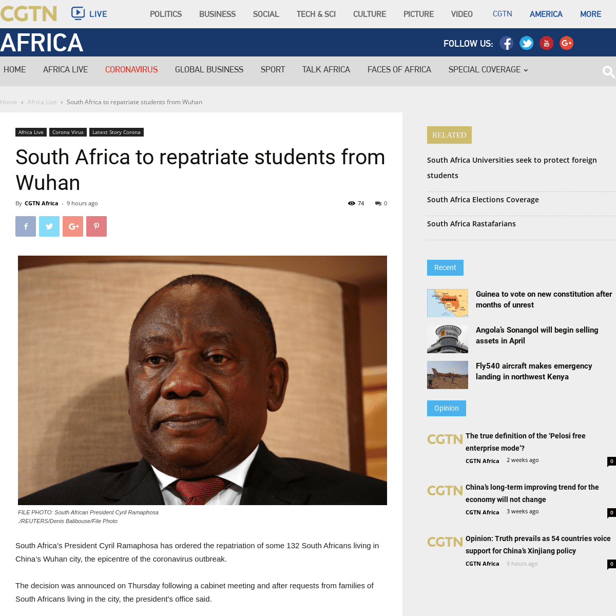 A complete backup of africa.cgtn.com/2020/02/28/south-africa-to-repatriate-students-from-wuhan/