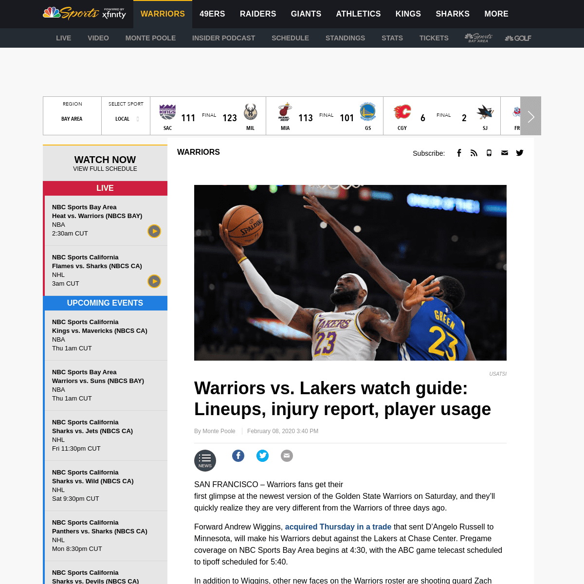 A complete backup of www.nbcsports.com/bayarea/warriors/warriors-vs-lakers-watch-guide-lineups-injury-report-player-usage-0