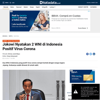 A complete backup of katadata.co.id/berita/2020/03/02/jokowi-nyatakan-2-wni-di-indonesia-positif-virus-corona