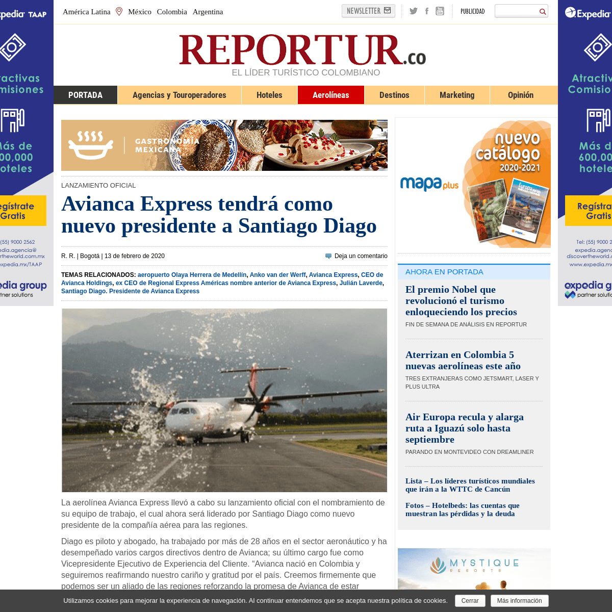 A complete backup of www.reportur.com/aerolineas/2020/02/13/avianca-express-tendra-nuevo-presidente-santiago-diago/