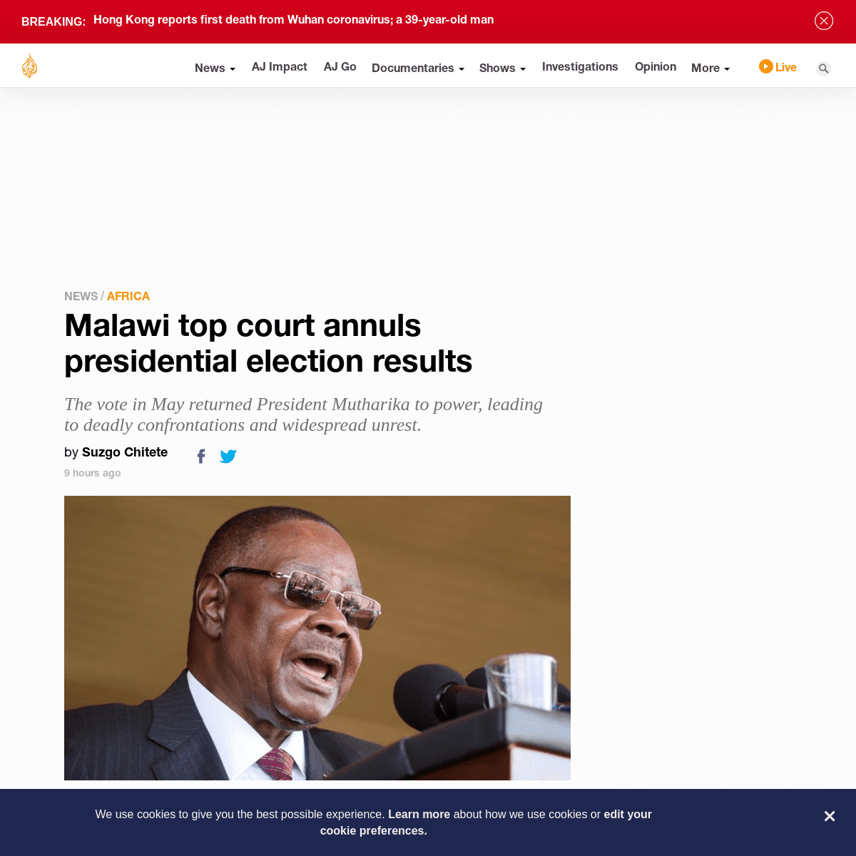 A complete backup of www.aljazeera.com/news/2020/02/malawi-top-court-annuls-presidential-election-results-200203060112731.html