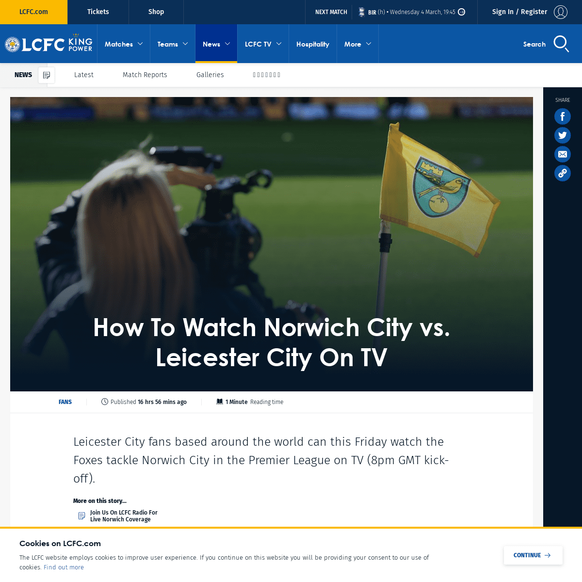 A complete backup of www.lcfc.com/news/1627512/how-to-watch-norwich-city-vs-leicester-city-on-tv