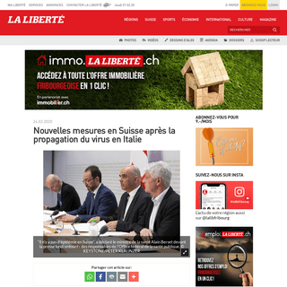 A complete backup of www.laliberte.ch/news-agence/detail/nouvelles-mesures-en-suisse-apres-la-propagation-du-virus-en-italie/555
