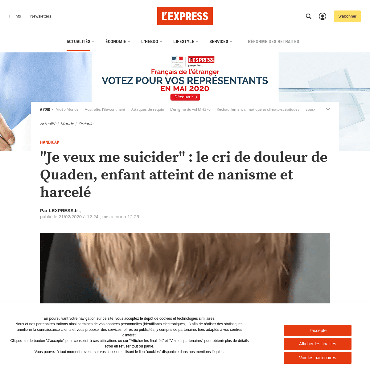 A complete backup of www.lexpress.fr/actualite/monde/oceanie/je-veux-me-suicider-le-cri-de-douleur-de-quaden-enfant-atteint-de-n