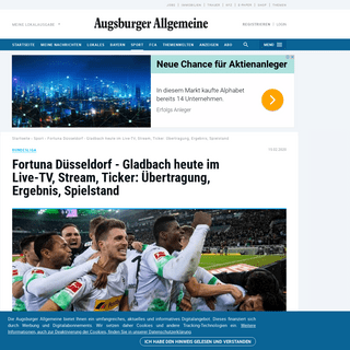 A complete backup of www.augsburger-allgemeine.de/sport/Fortuna-Duesseldorf-Gladbach-heute-im-Live-TV-Stream-Ticker-Uebertragung