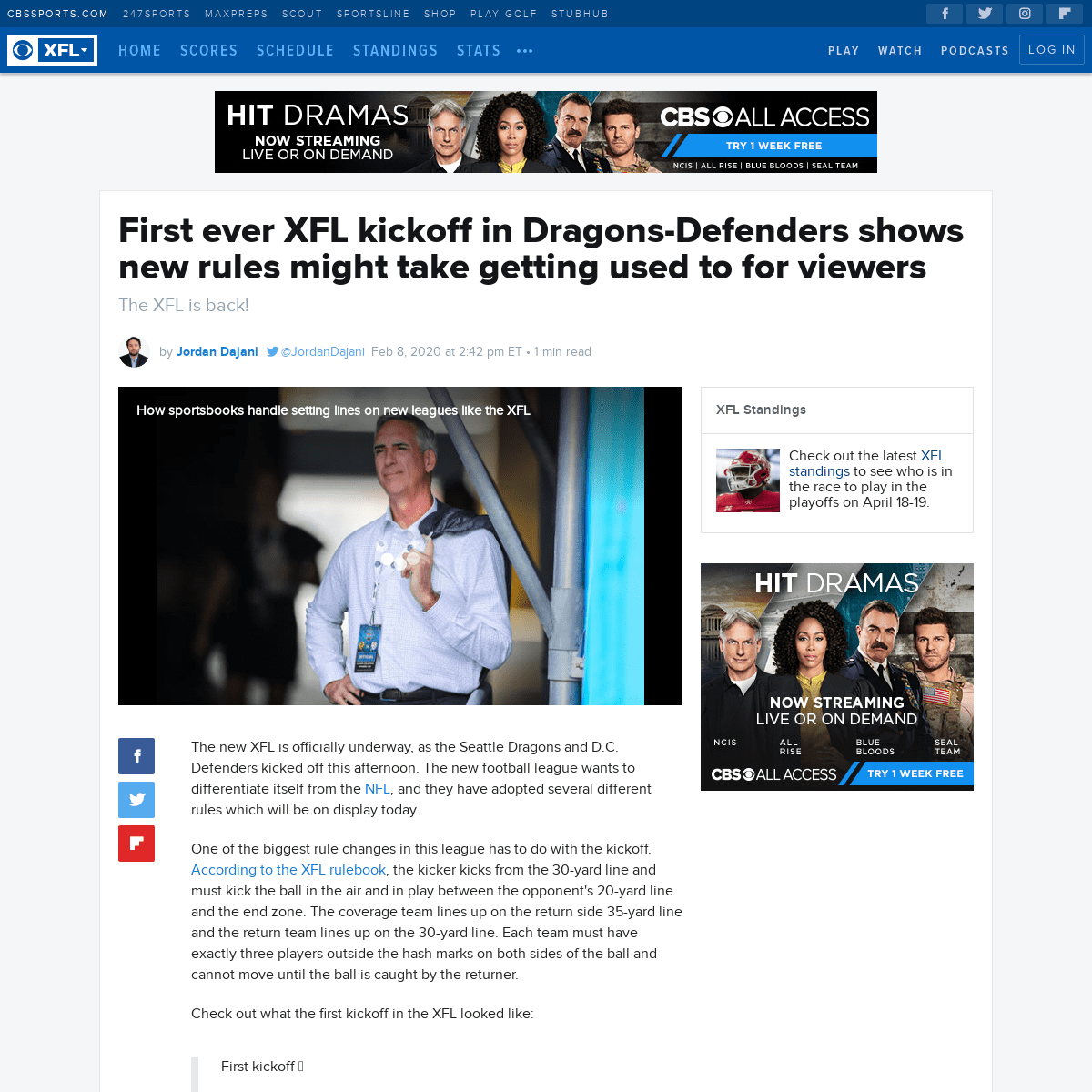 A complete backup of www.cbssports.com/xfl/news/first-ever-xfl-kickoff-in-dragons-defenders-shows-new-rules-might-take-getting-u