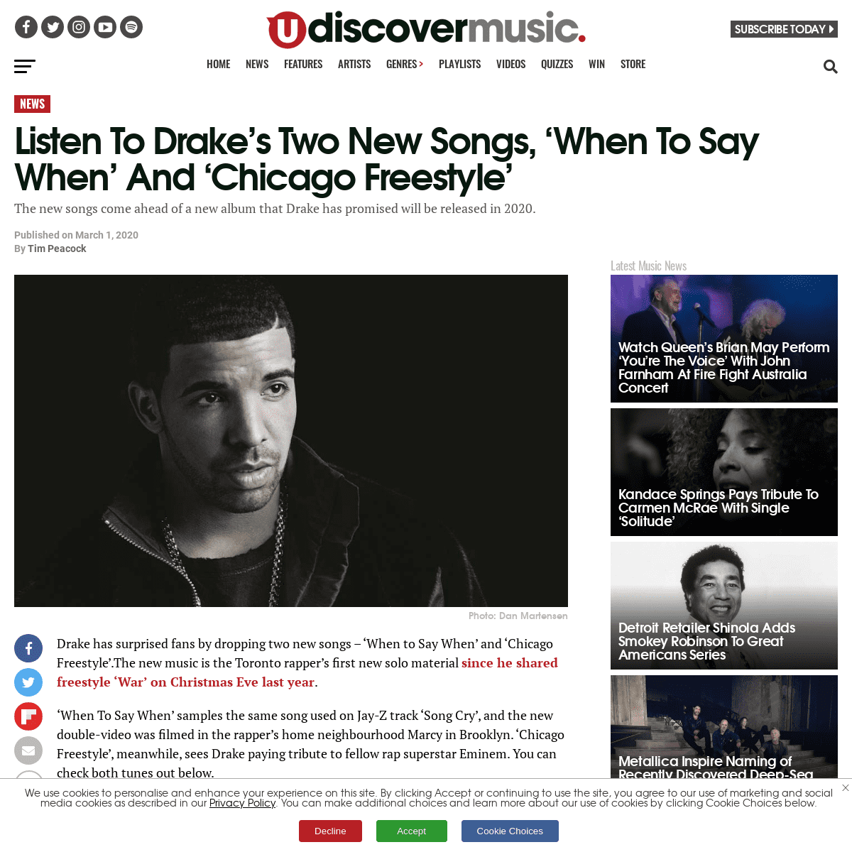 A complete backup of www.udiscovermusic.com/news/drakes-new-songs-chicago-freestyle/