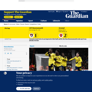 A complete backup of www.theguardian.com/football/live/2020/jan/27/bournemouth-v-arsenal-fa-cup-fourth-round-live