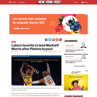 A complete backup of nypost.com/2020/02/21/lakers-favorite-to-land-markieff-morris-after-pistons-buyout/