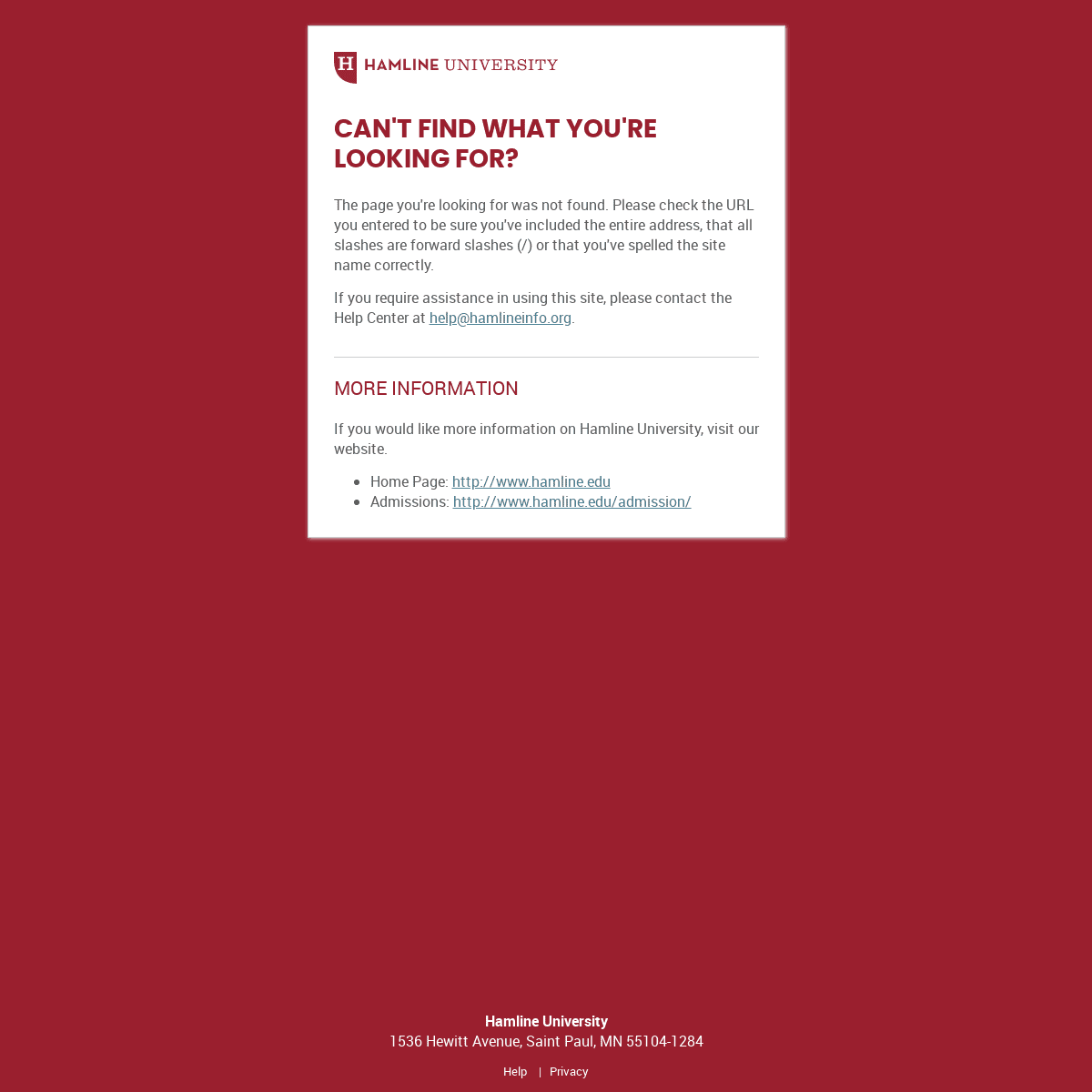 A complete backup of hamlineinfo.org