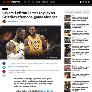 A complete backup of clutchpoints.com/lakers-news-lebron-james-to-play-vs-grizzlies-after-one-game-absence/