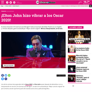 A complete backup of www.diarioshow.com/premios/Elton-John-hizo-vibrar-a-los-Oscar-2020-20200210-0001.html