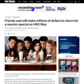 A complete backup of www.theverge.com/2020/2/21/21147791/friends-cast-special-hbo-max-one-time-streaming-date-may-2020