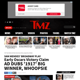 A complete backup of www.tmz.com/2020/02/09/sam-mendes-broadway-play-instagram-ad-early-oscars-victory-1917/