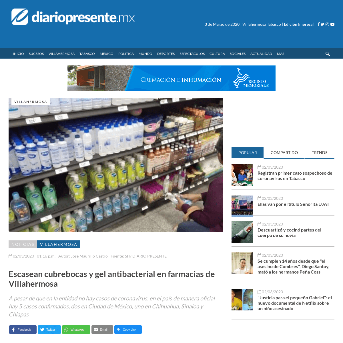 A complete backup of www.diariopresente.mx/villahermosa/escasean-cubrebocas-y-gel-antibacterial-en-farmacias-de-villahermosa/251