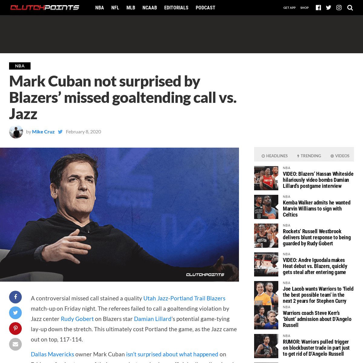 A complete backup of clutchpoints.com/blazers-news-mark-cuban-not-surprised-by-missed-goaltending-call-vs-jazz/