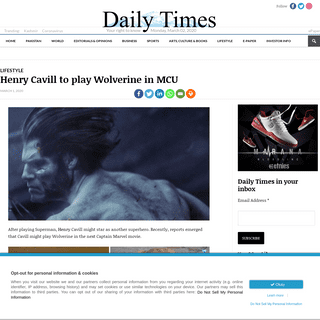 A complete backup of dailytimes.com.pk/567872/henry-cavill-to-play-wolverine-in-mcu/