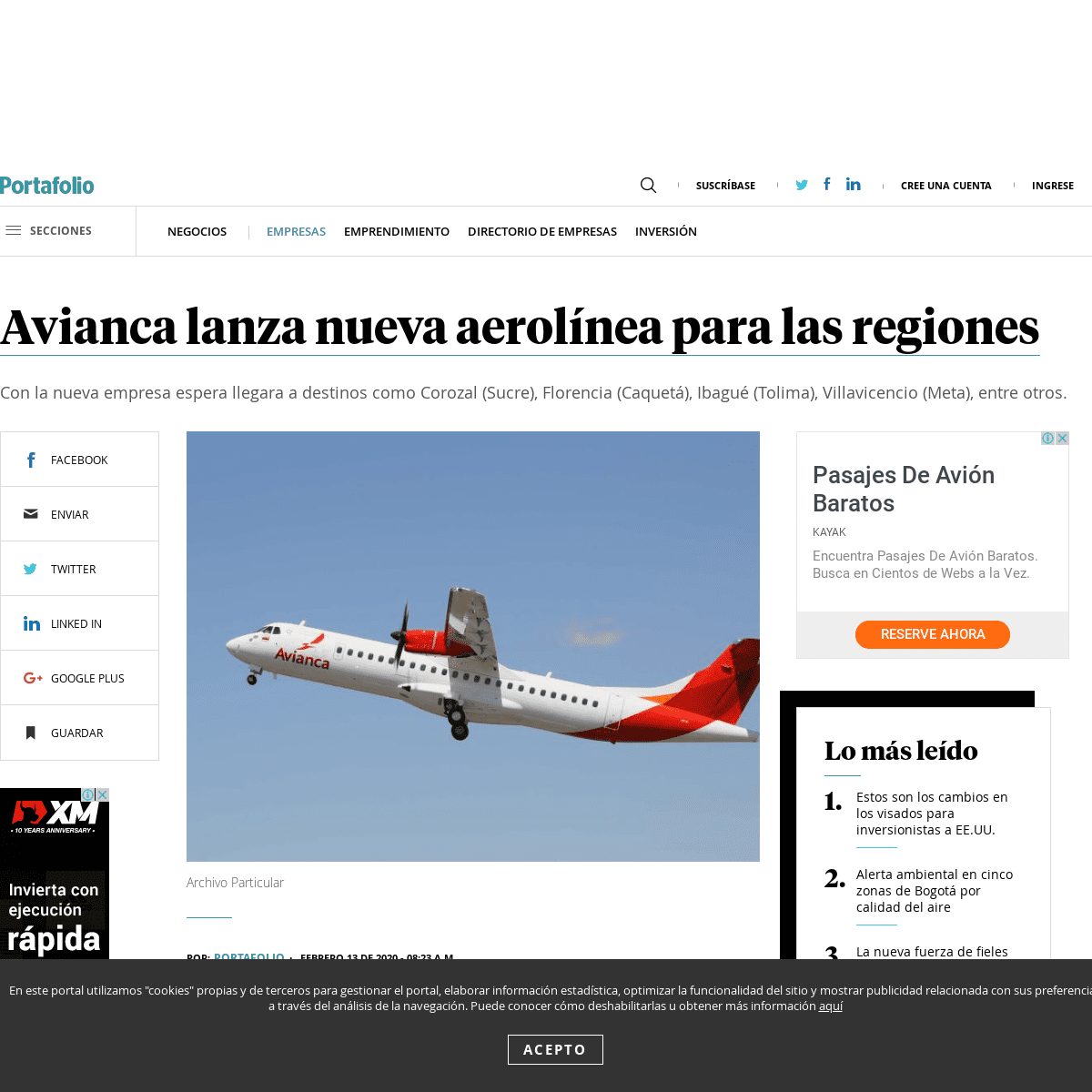 A complete backup of www.portafolio.co/negocios/empresas/avianca-lanza-nueva-aerolinea-para-las-regiones-538067