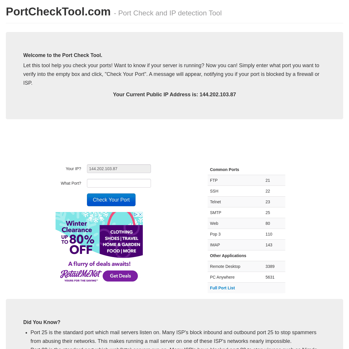 A complete backup of portchecktool.com