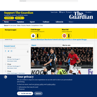 A complete backup of www.theguardian.com/football/live/2020/feb/20/club-brugge-v-manchester-united-europa-league-last-32-live