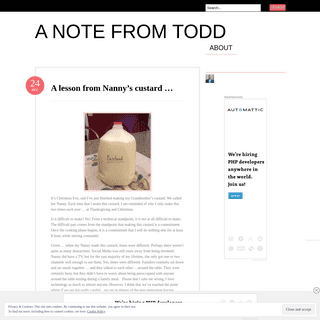 A complete backup of anotefromtodd.wordpress.com