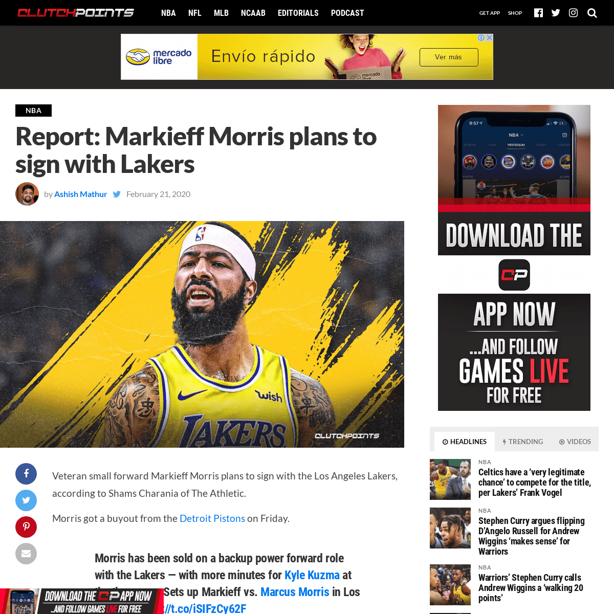 A complete backup of clutchpoints.com/lakers-news-markieff-morris-plans-to-sign-with-la/