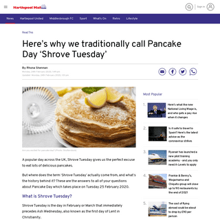 A complete backup of www.hartlepoolmail.co.uk/read-this/heres-why-we-traditionally-call-pancake-day-shrove-tuesday-1889170