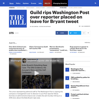A complete backup of thehill.com/homenews/media/480189-guild-rips-washington-post-over-reporting-placed-on-leave-for-bryant-twee
