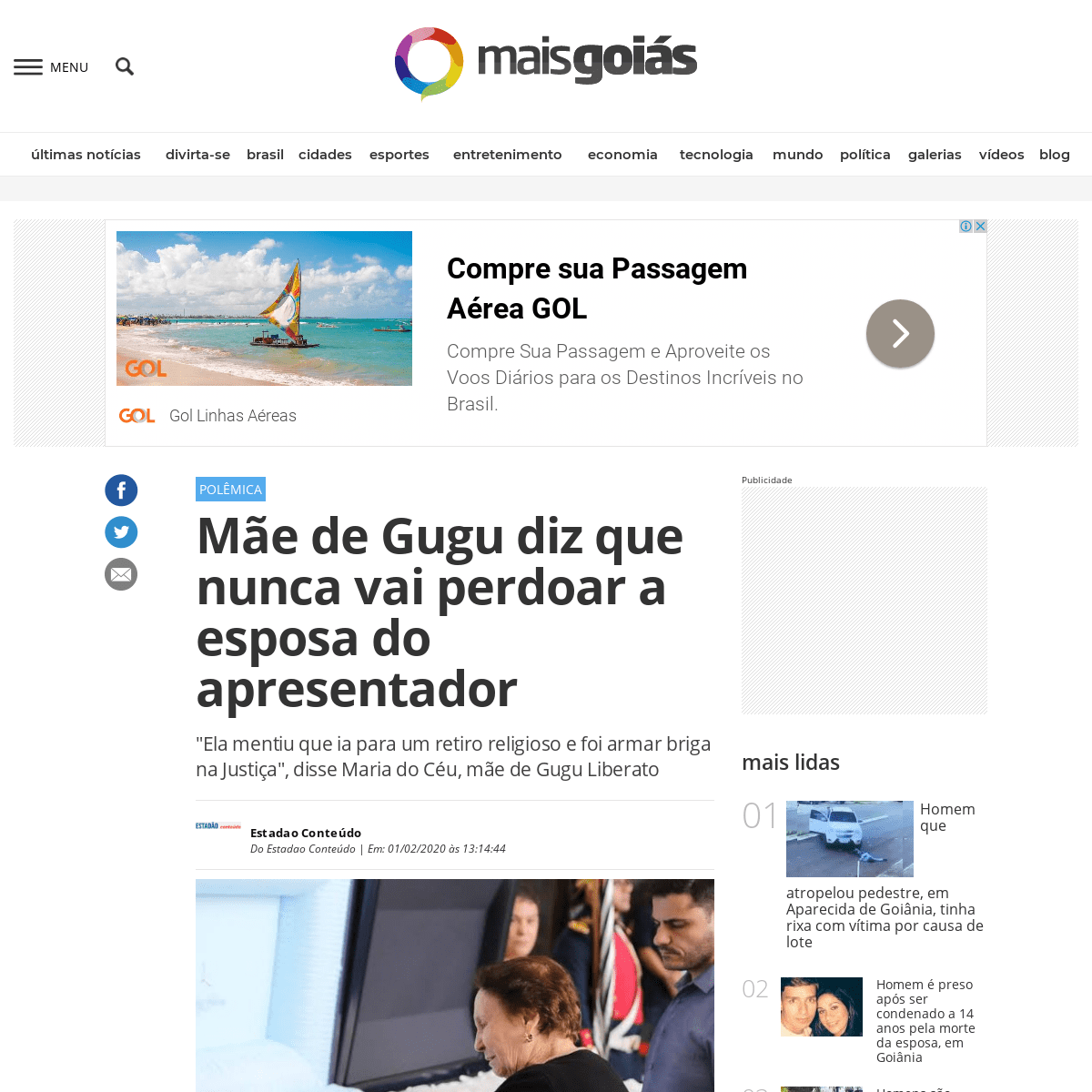 A complete backup of www.emaisgoias.com.br/mae-de-gugu-diz-que-nunca-vai-perdoar-a-esposa-do-apresentador/