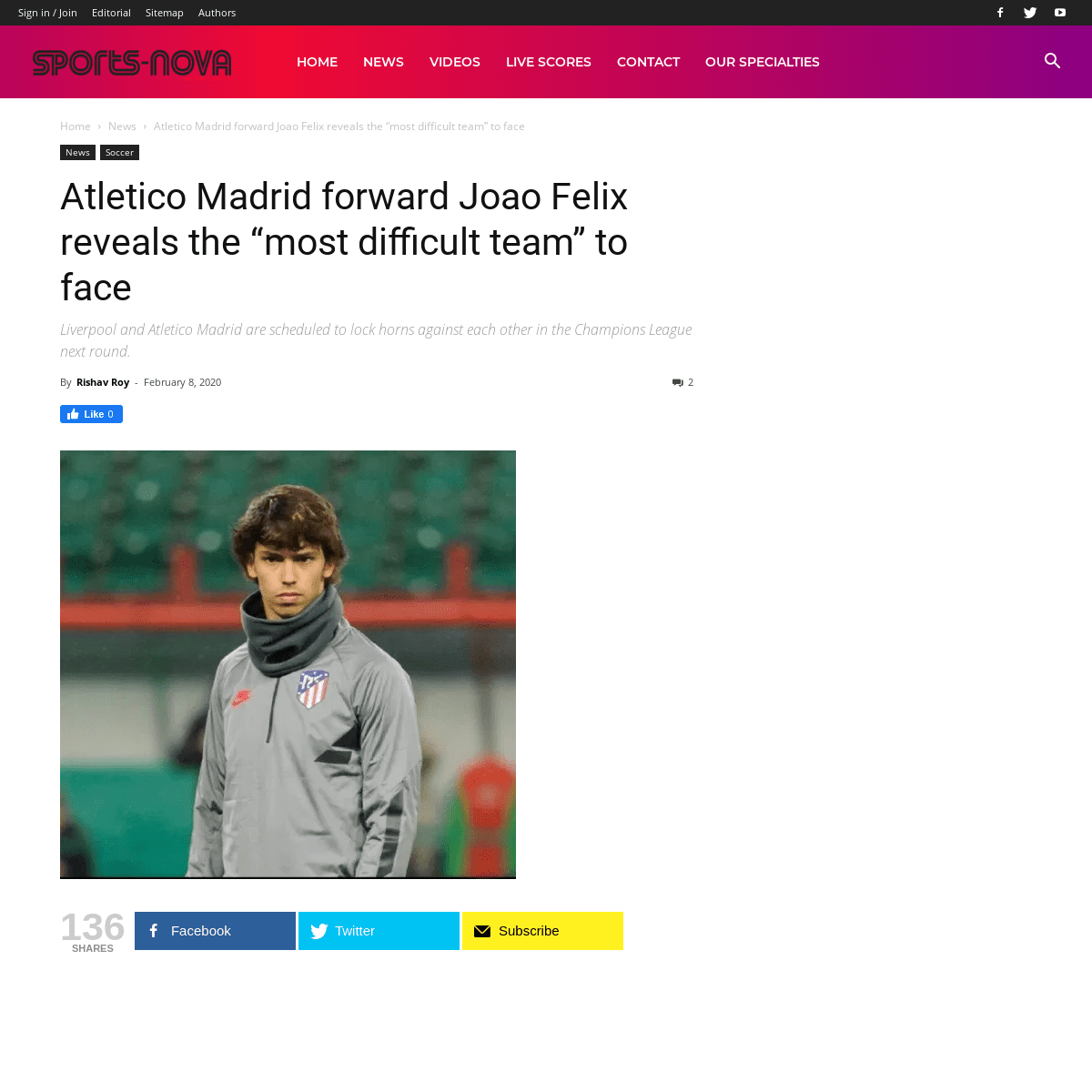 A complete backup of www.sports-nova.com/2020/02/08/atletico-madrid-forward-joao-felix-reveals-the-most-difficult-team-to-face/