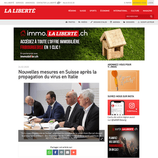 A complete backup of www.laliberte.ch/news-agence/detail/nouvelles-mesures-en-suisse-apres-la-propagation-du-virus-en-italie/555