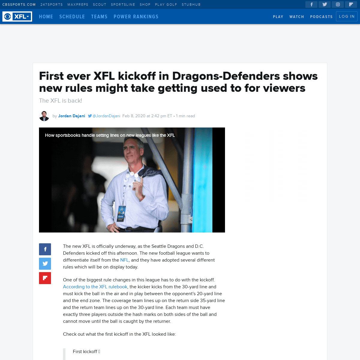A complete backup of www.cbssports.com/xfl/news/first-ever-xfl-kickoff-in-dragons-defenders-shows-new-rules-might-take-getting-u