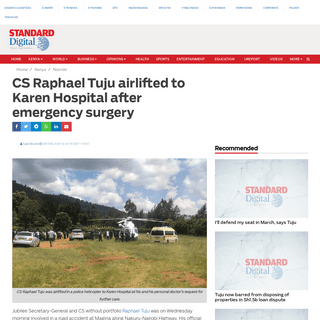 A complete backup of www.standardmedia.co.ke/article/2001360192/raphael-tuju-airlifted-to-karen-hospital-after-emergency-surgery