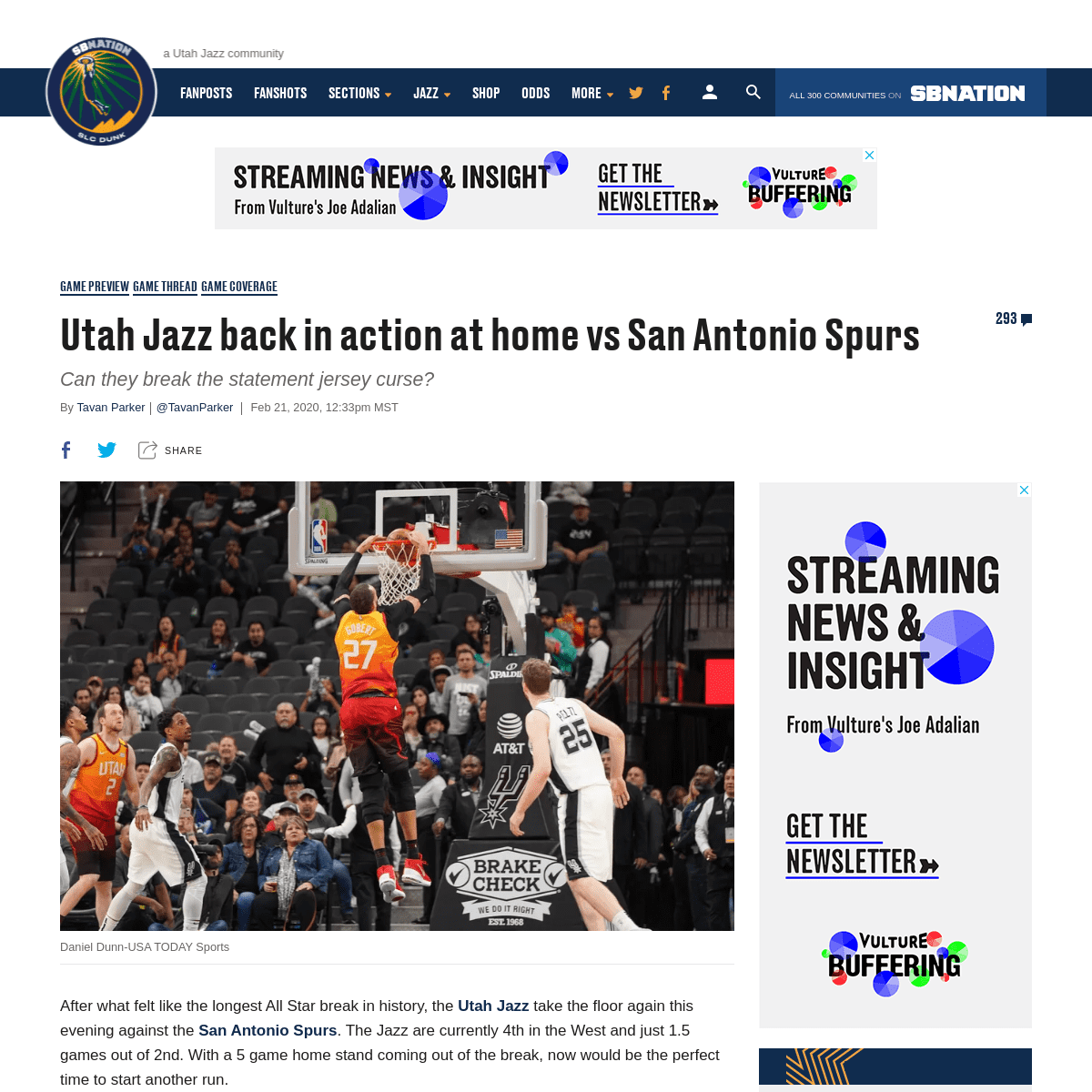 A complete backup of www.slcdunk.com/2020/2/21/21147522/utah-jazz-san-antonio-spurs-february-21-game-preview-and-thread
