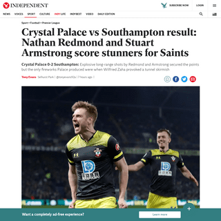 A complete backup of www.independent.co.uk/sport/football/premier-league/crystal-palace-southampton-result-nathan-redmond-stuart