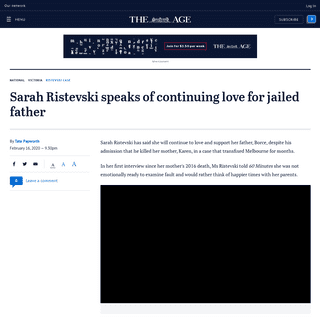 A complete backup of www.theage.com.au/national/victoria/sarah-ristevski-speaks-of-continuing-love-for-jailed-father-20200216-p5