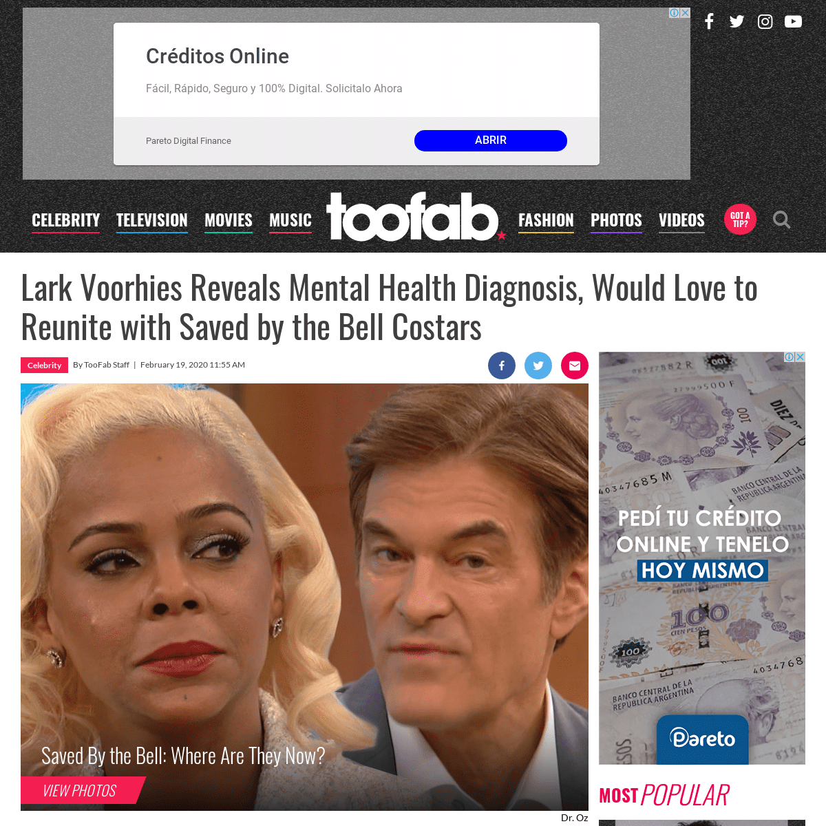 A complete backup of toofab.com/2020/02/19/lark-voorhies-dr-oz-interview-saved-by-the-bell/