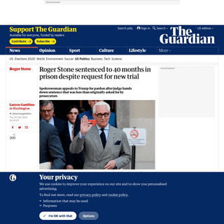 A complete backup of www.theguardian.com/us-news/2020/feb/20/roger-stone-sentence-judge-refuses-new-trial-request