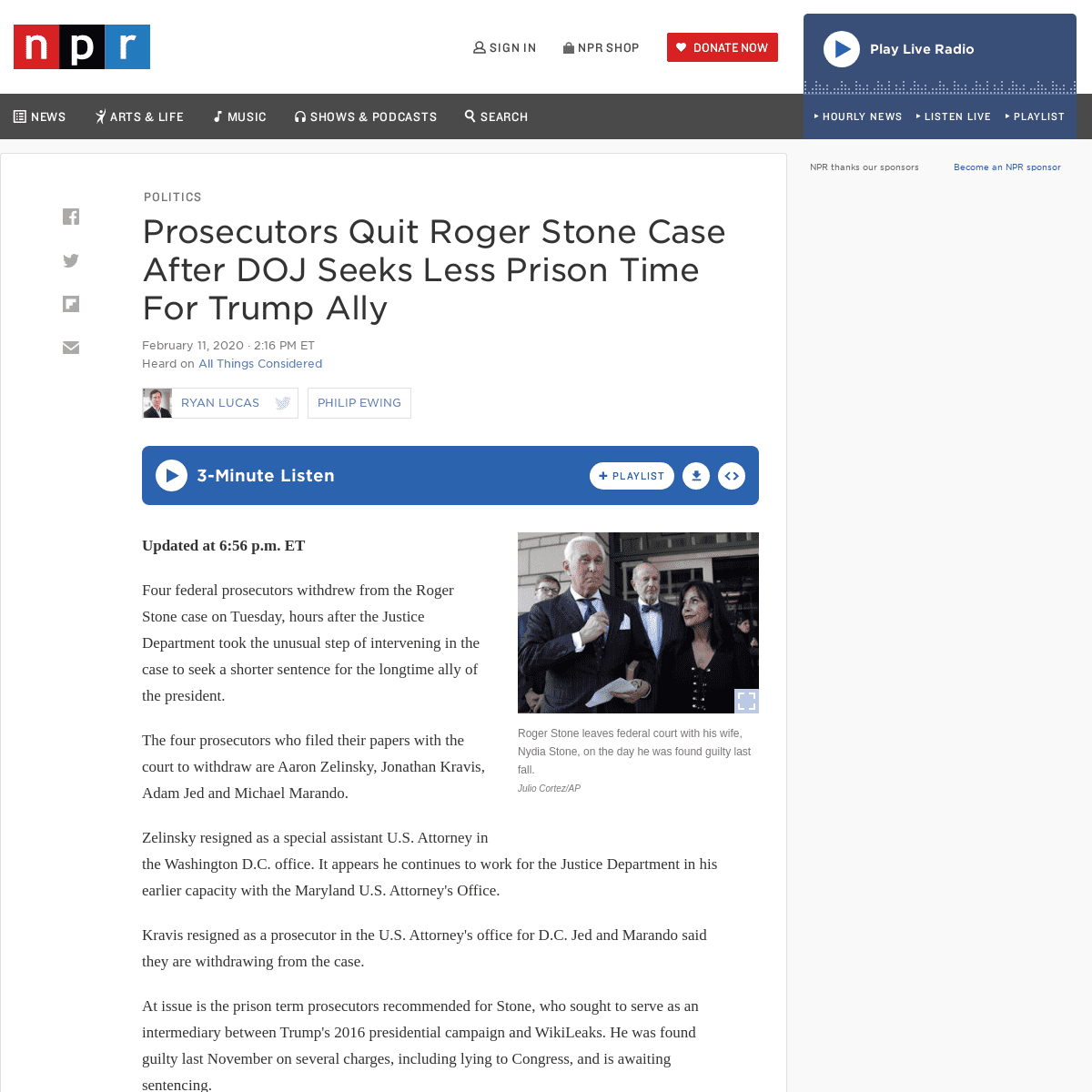 A complete backup of www.npr.org/2020/02/11/804888522/doj-to-revise-sentencing-request-for-roger-stone-following-trump-tweet