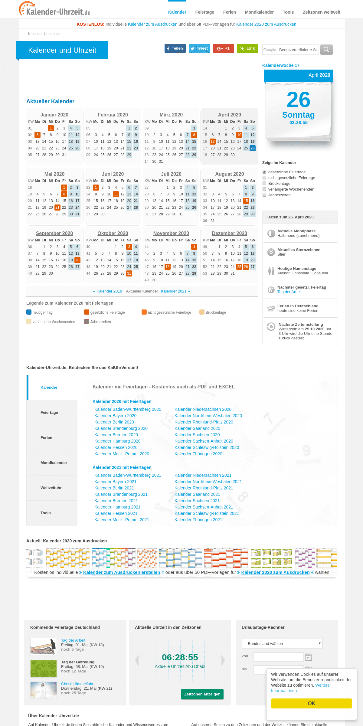 A complete backup of kalender-uhrzeit.de