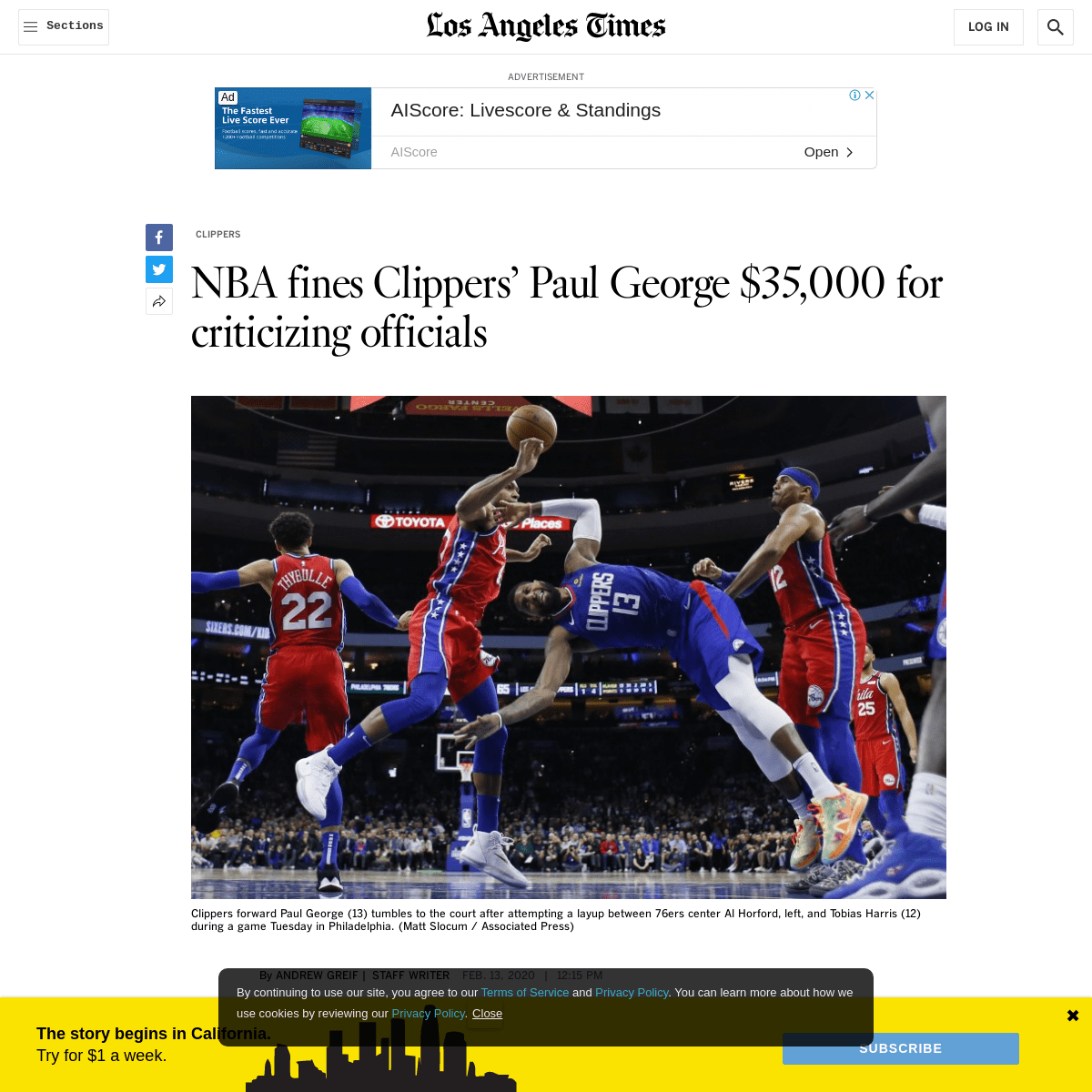 A complete backup of www.latimes.com/sports/clippers/story/2020-02-13/nba-fines-clippers-paul-george-35-000-for-criticizing-offi