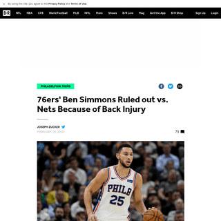 A complete backup of bleacherreport.com/articles/2861792-76ers-ben-simmons-ruled-out-vs-nets-due-to-back-injury