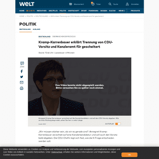 A complete backup of www.welt.de/politik/deutschland/article205730443/AKK-erklaert-Trennung-von-CDU-Vorsitz-und-Kanzleramt-fuer-