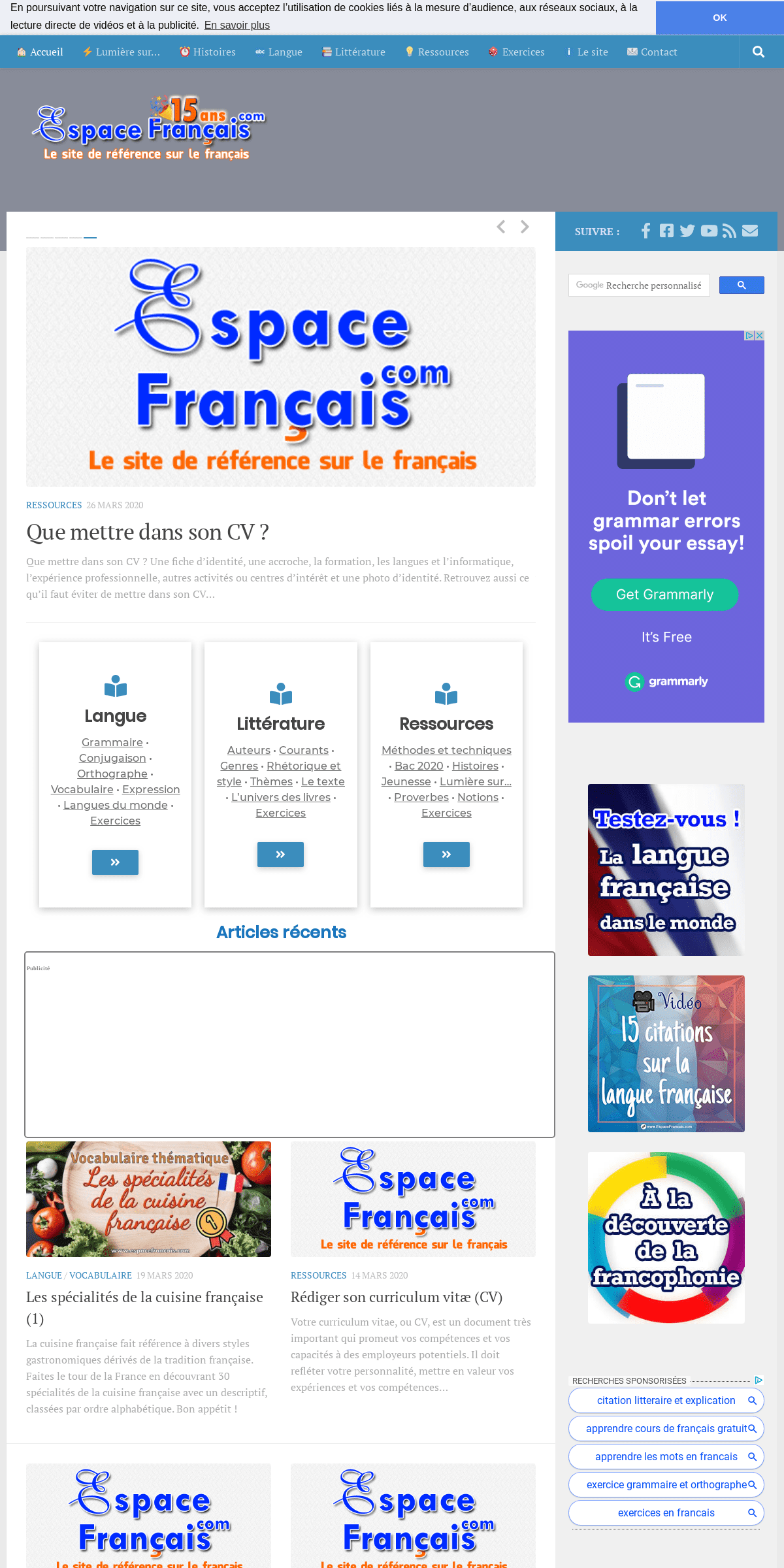 A complete backup of espacefrancais.com