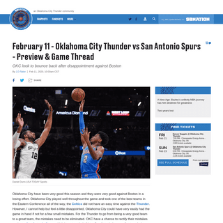 A complete backup of www.welcometoloudcity.com/2020/2/11/21132440/february-11-oklahoma-city-thunder-vs-san-antonio-spurs-preview