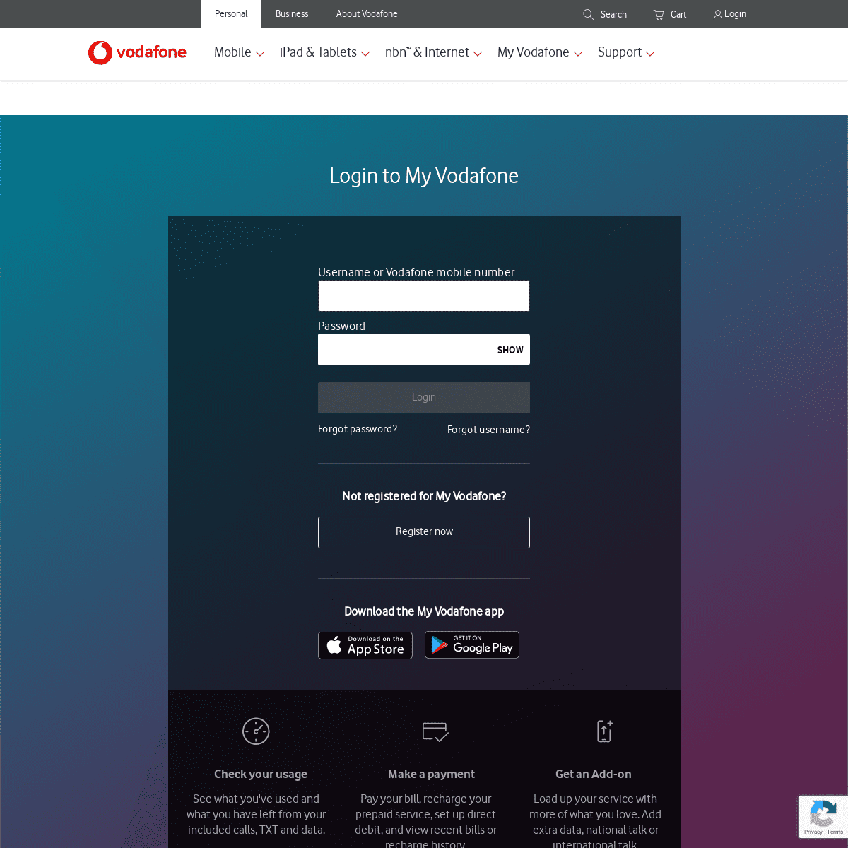 A complete backup of myvodafone.com.au
