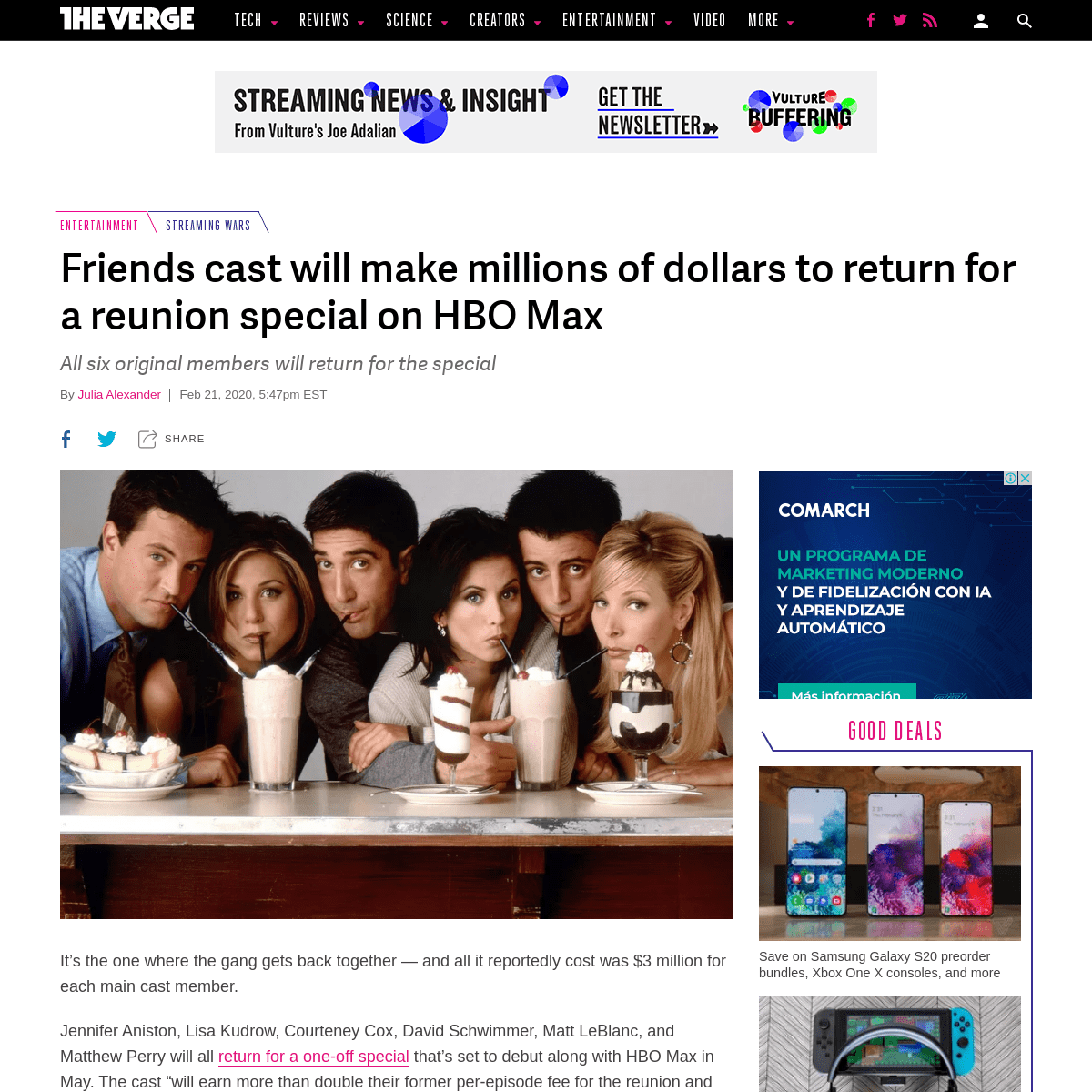 A complete backup of www.theverge.com/2020/2/21/21147791/friends-cast-special-hbo-max-one-time-streaming-date-may-2020