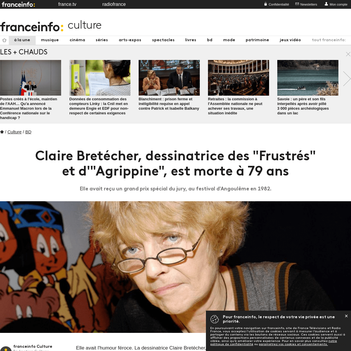A complete backup of www.francetvinfo.fr/culture/bd/claire-bretecher-dessinatrice-des-frustres-et-d-agrippine-est-morte-a-79-ans